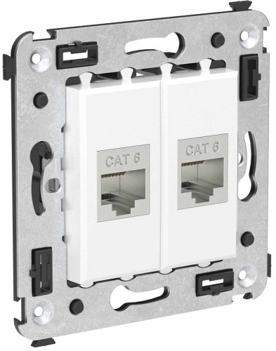 Розетка компьютерная экранированная без рамки DKC Avanti 2-м. RJ45+RJ45 6е белое облако картинка